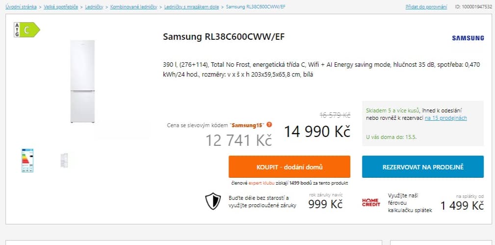 Lednice Samsung, no frost, Wifi, 203cm