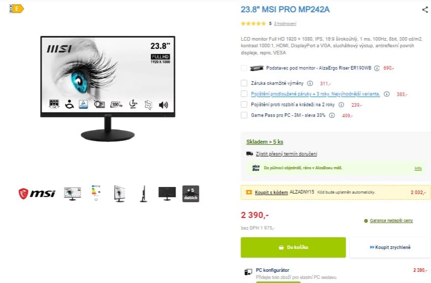 PC monitor MSI Pro 24", repro