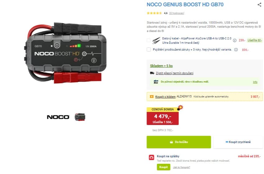 Multifunkční startovací zdroj Noco