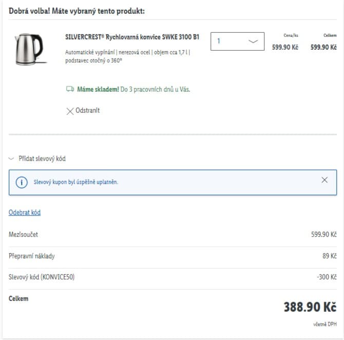 Lidl-shop - -50% na rychlovarné konvice