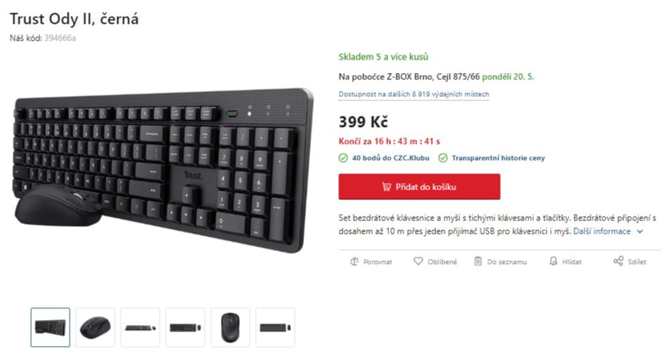 Set bezdrátové klávesnice a myši Trust