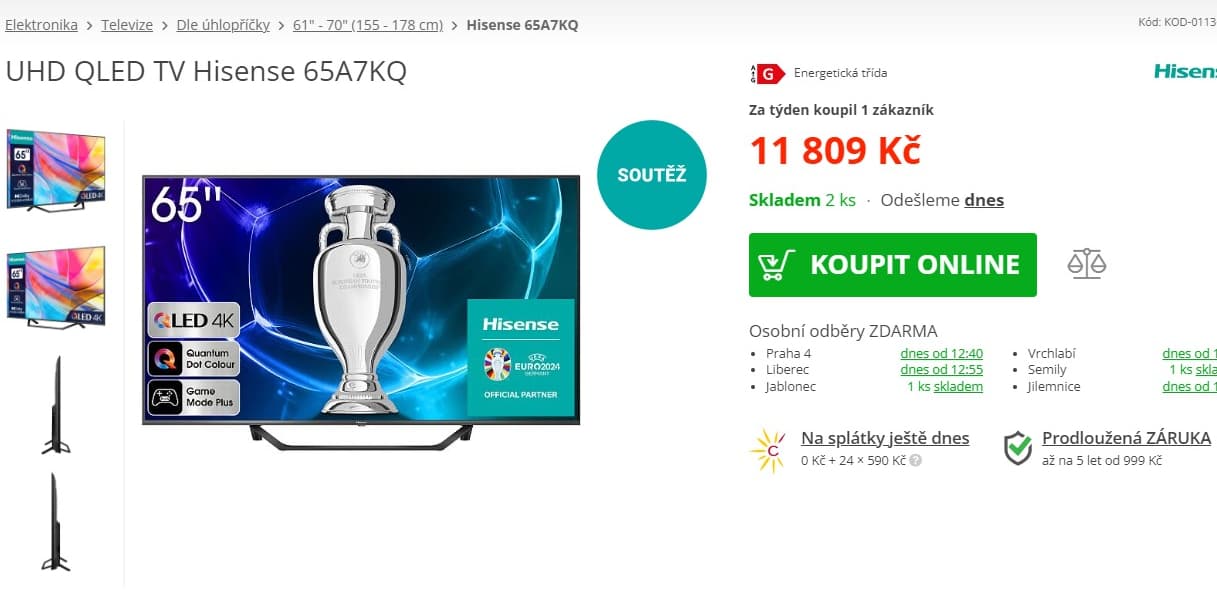 4K Smart TV, Atmos, 165cm, Hisense