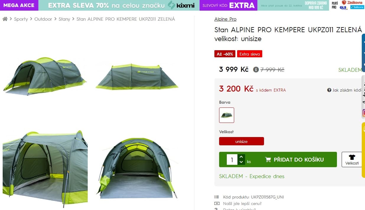 Stan pro 3 osoby s předsíní Alpine Pro