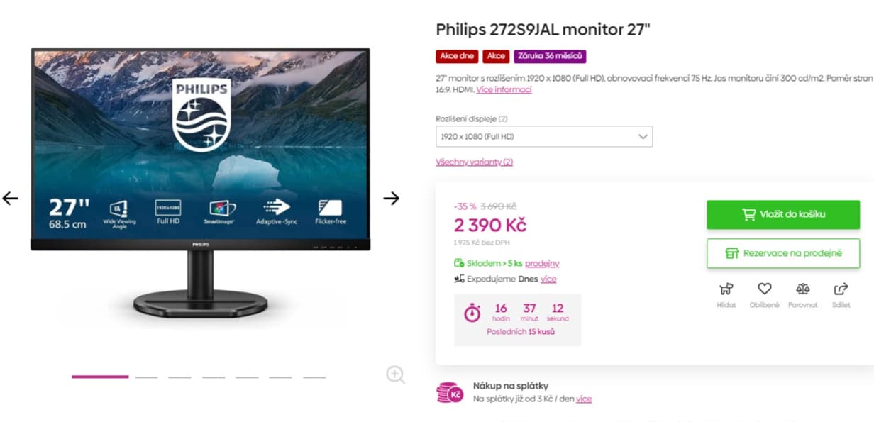 PC monitor Philips 27". fhd, repro