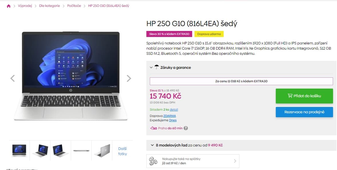 HP i7 5GHz, 16GB RAM, SSD, 15,6"
