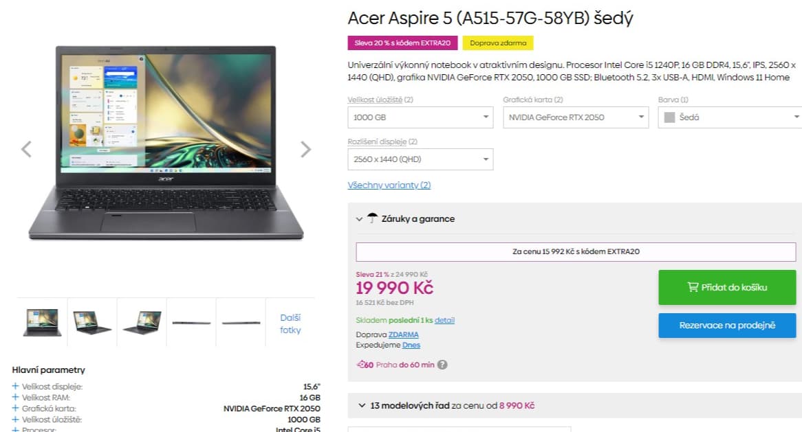 Acer i5 4,4GHz, 16GB RAM, Nvidia 4GB, 1TB SSD