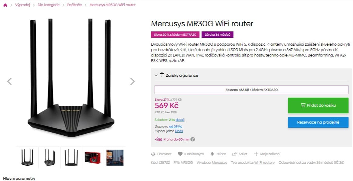 WiFi router Mercusys 1,2Gbit/s, dual
