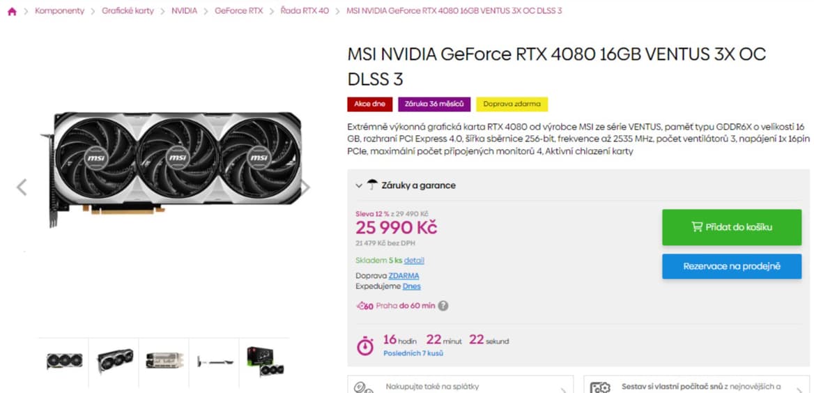 Grafika MSI Nvidia 4080 Ventus 16GB