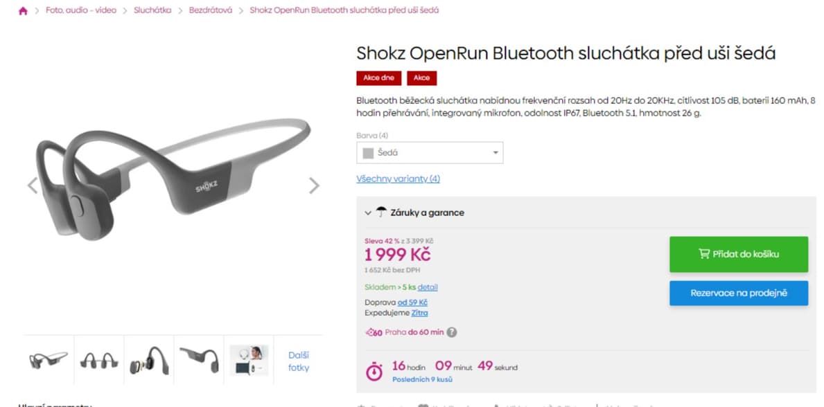 Sportovní sluchátka Skokz OpenRun 8 hod