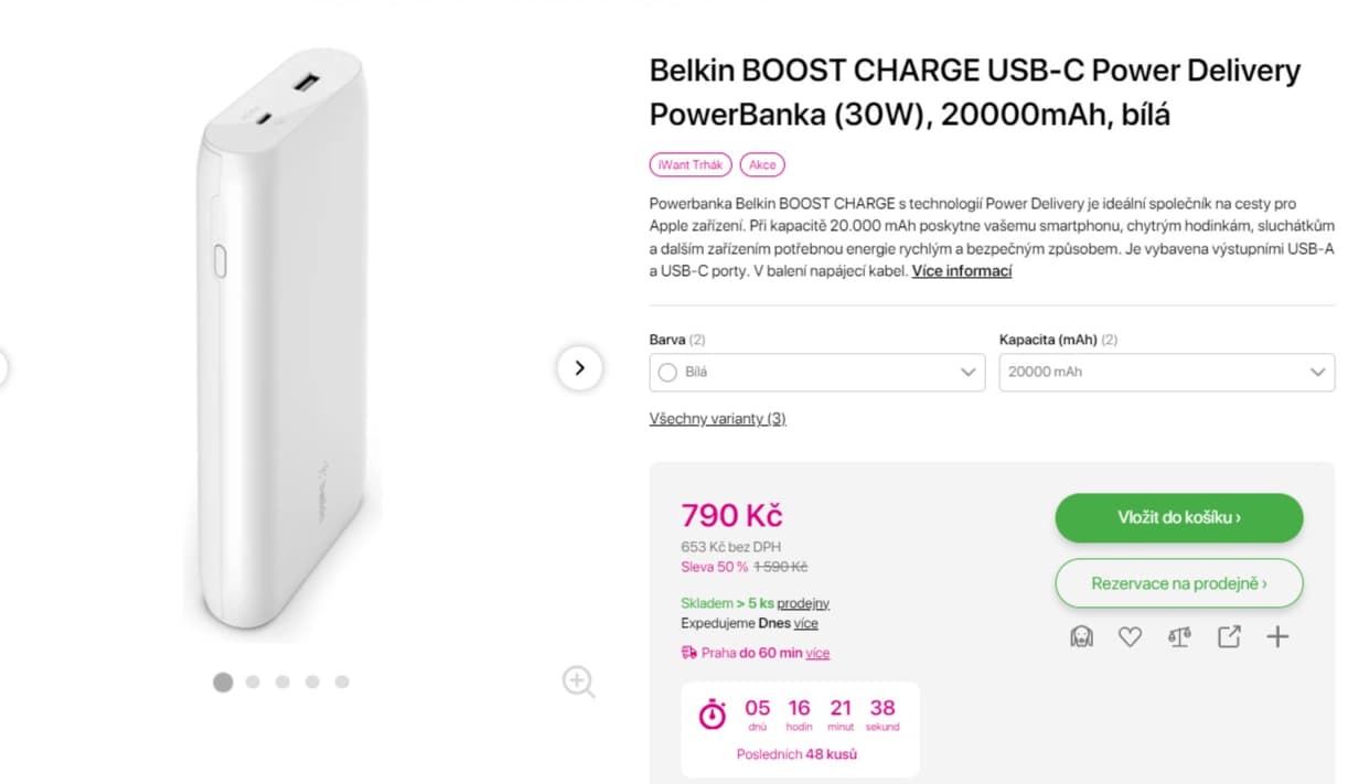 Powerbanka Belkin 30W, 20000mAh