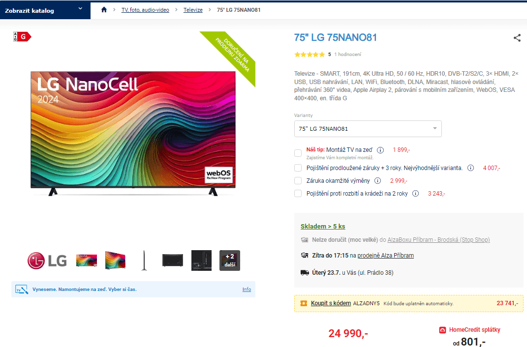4K Nanocell TV 191cm, LG