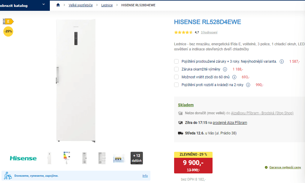 Chlanička Hisense, 398 l, E