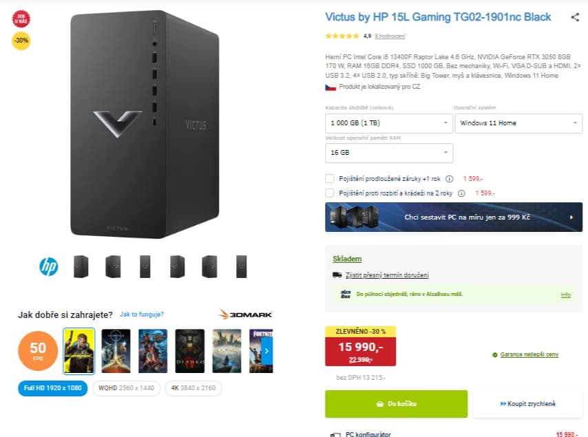 Herní PC HP i5 4,6GHz, 16GB RAM, 8GB Nvidia, 1TB 