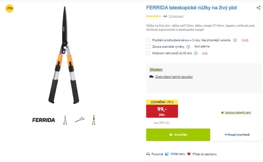 Teleskopické nůžky na živý plot Ferrida