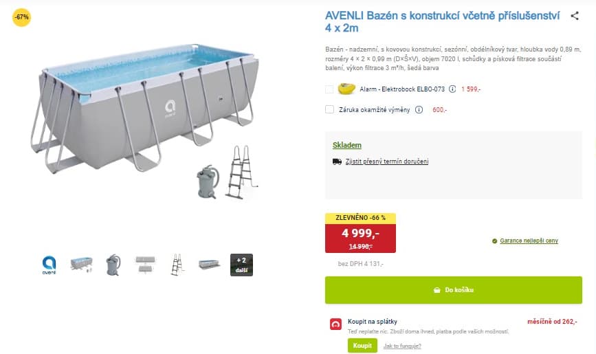 Bazén Avenli 4x2 m, schůdky, filtrace