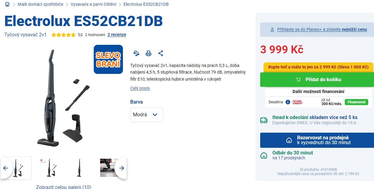 Aku tyčový vysavač Electrolux, 2v1, design