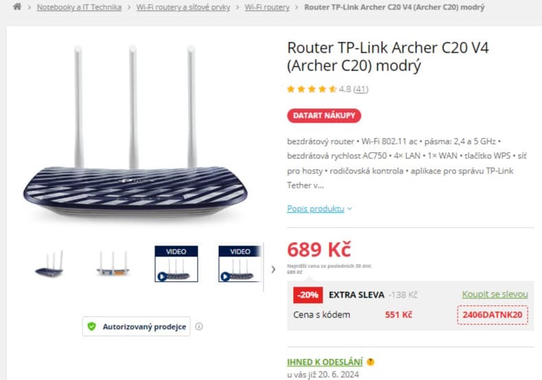 Bezdrátový router TP-Link Archer C20