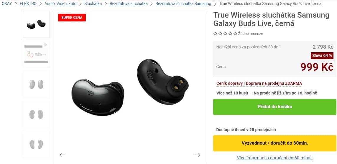 BT sluchátka Samsung Galaxy Buds ANC, TWS