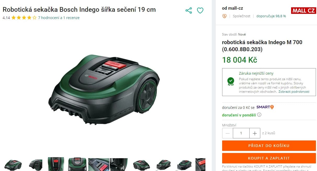 Robotická sekačka Bosch 700 m2