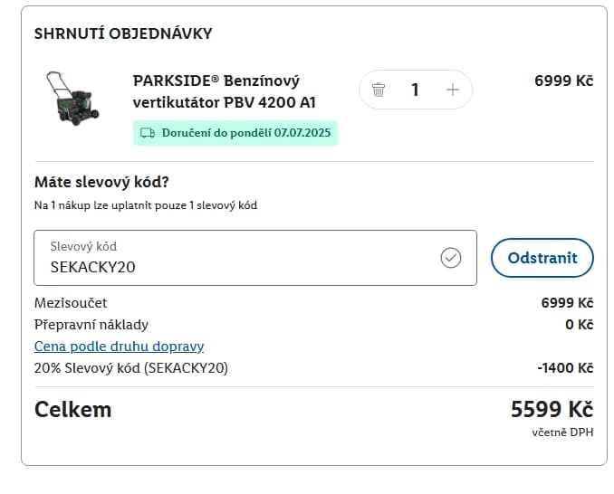 Lidl-shop - sleva 20% na sekačky a vertikutátory