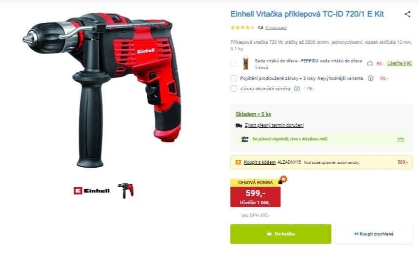 Příklepová vrtačka Einhell 720 W