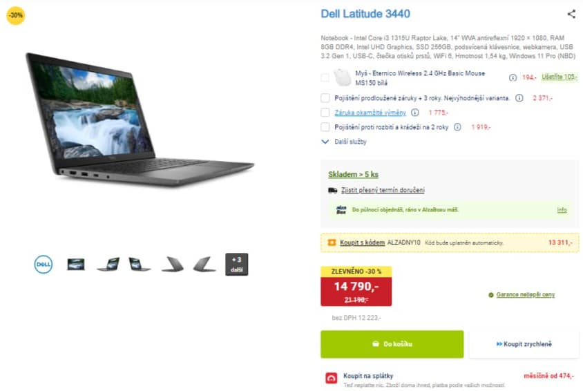 Dell i3 4,5GHz, 8GB RAM, SSD, 14", 1,54kg