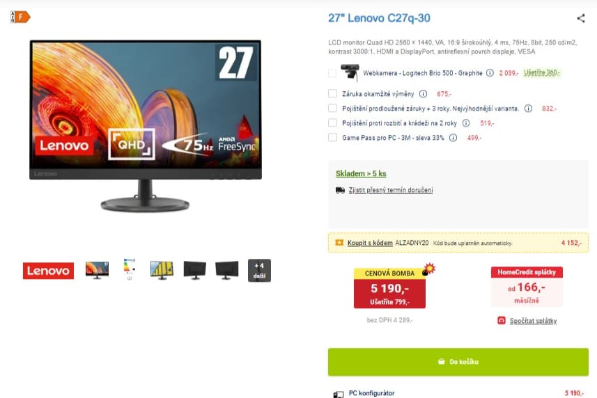 PC monitor Lenovo 27", QHD