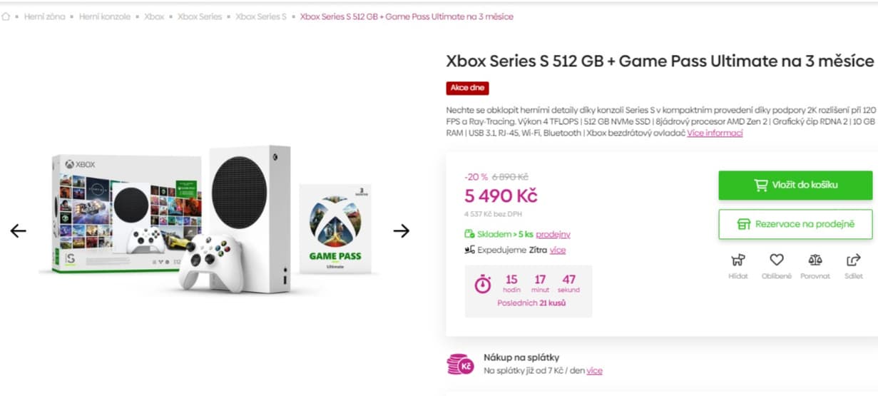 XBOX Series S + 3 měsíční Pass