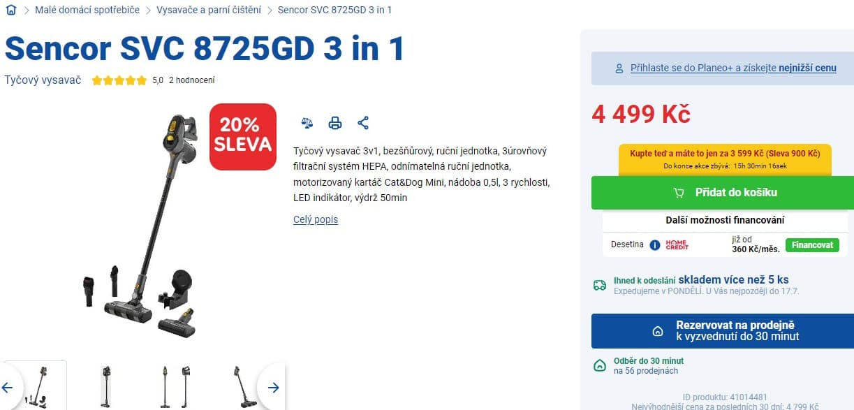 Tyčový AKU vysavač 3v1 Sencor, Hepa