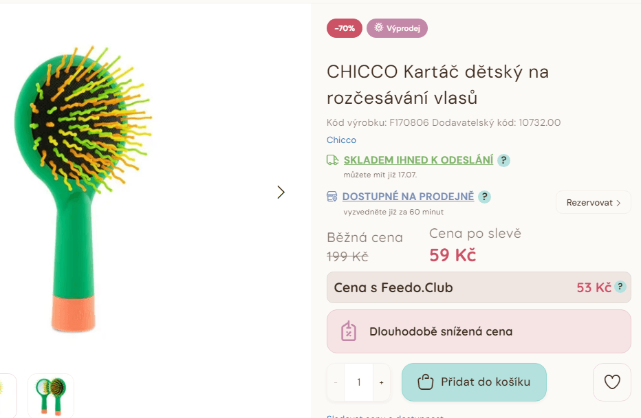 Kartáč dětský na rozčesávání vlasů Chicco