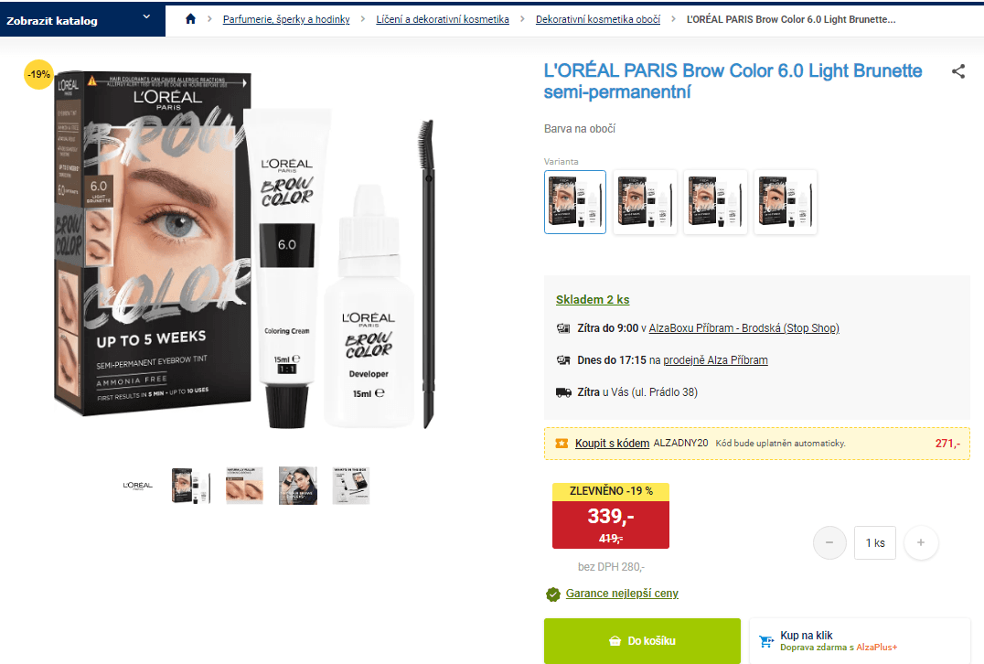 Barva na obočí L'Oréal Paris - 4 barvy