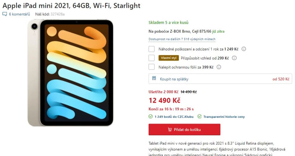 Tablet Apple iPad mini 2021, 64GB, Wi-Fi