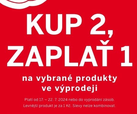 Akce 2+1 vybrané produkty z výprodeje