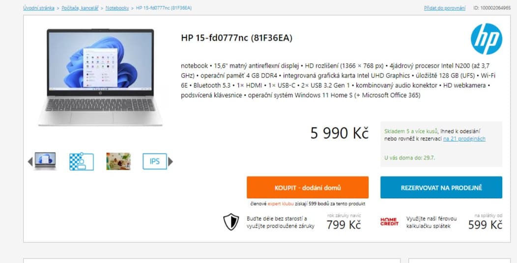 HP až 3,7GHz, 4GB RAM, SSD, 15,6"