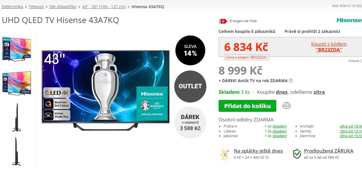 4K Smart TV, Atmos, 109cm, Hisense