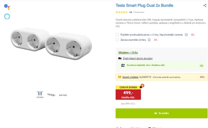 2x2 chytrá zásuvka Tesla, Wifi