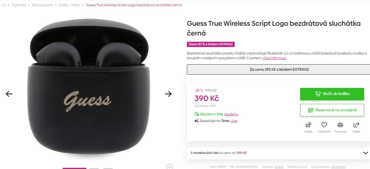 BT sluchátka Guess TWS