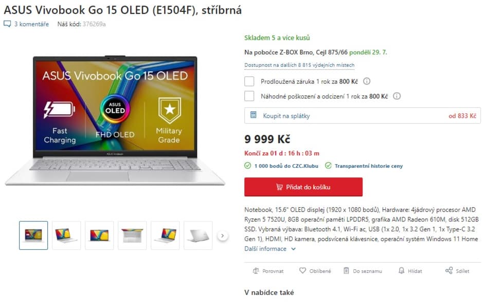 Asus 4,3GHz, 8GB RAM, SSD, 15,6"