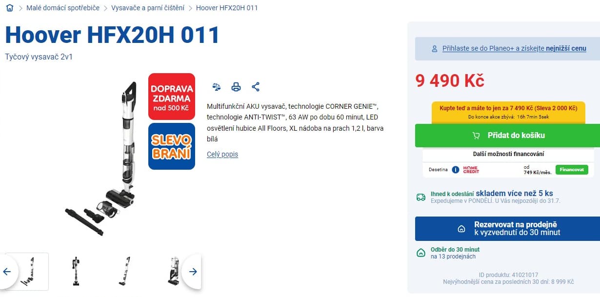 Aku vysavač 2v1 Hoover + čistička vzduchu