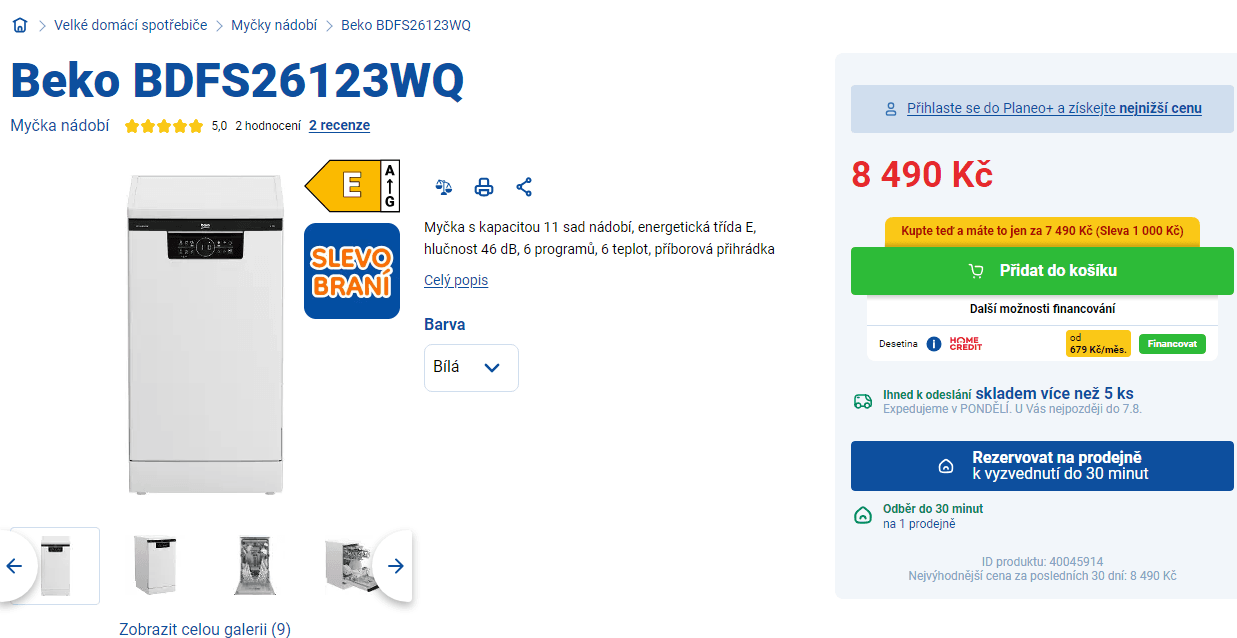 Myčka nádobí Beko, 11 sad, 45 cm