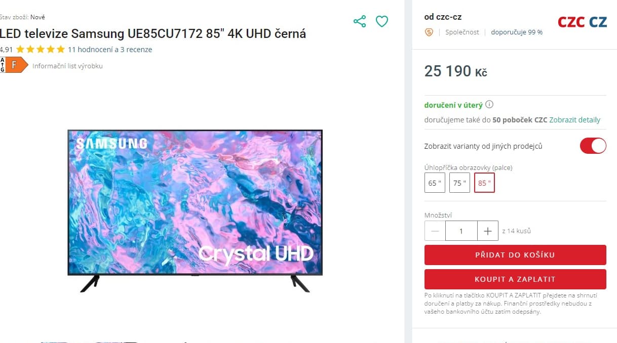 4K Smart TV, 214cm, HDR, Samsung