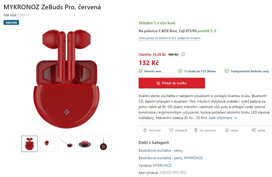 BT sluchátka MYKRONOZ ZeBuds Pro