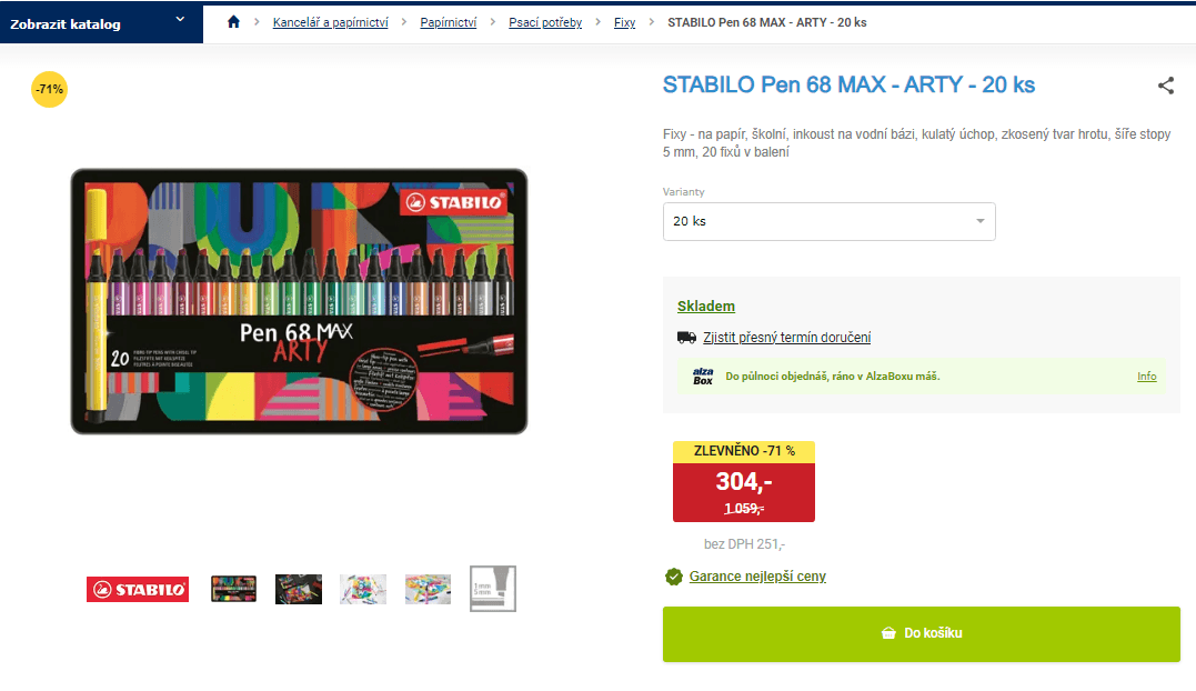 Fixy Stabilo Pen 68 MAX - ARTY - 20 ks