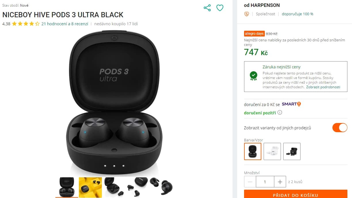 BT sluchátka Niceboy HIVE pods 3Ultra