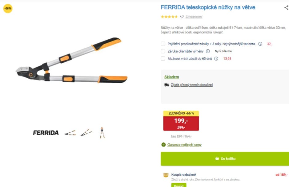 Teleskopické nůžky na větve 32mm