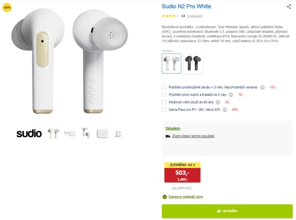 BT Sudio N2 Pro, ANC, TWS, 30hod