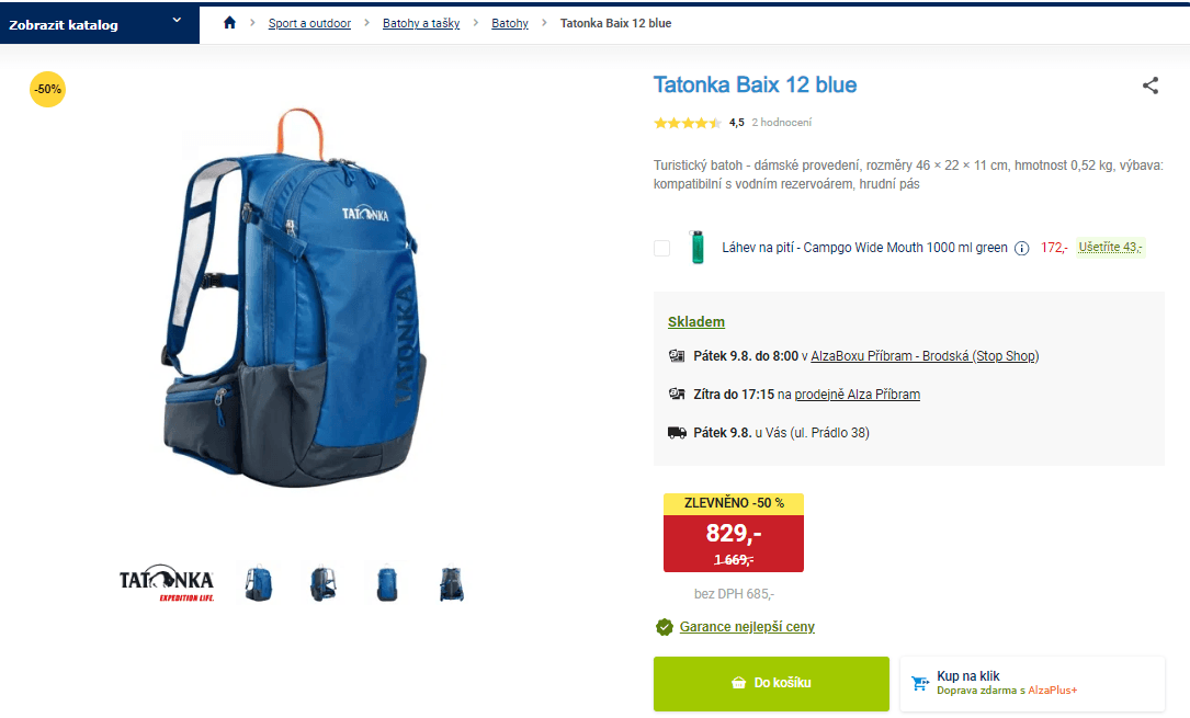 Cyklo a turistický batoh Tatonka Baix 12 