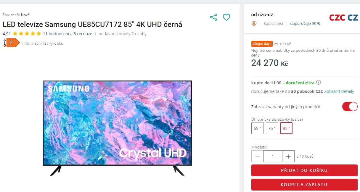 4K Smart TV, 214cm, HDR, Samsung