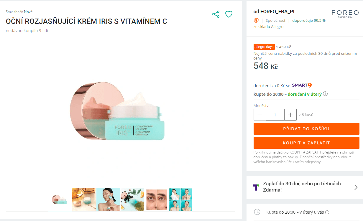 Rozjasňující oční krém Foreo Iris