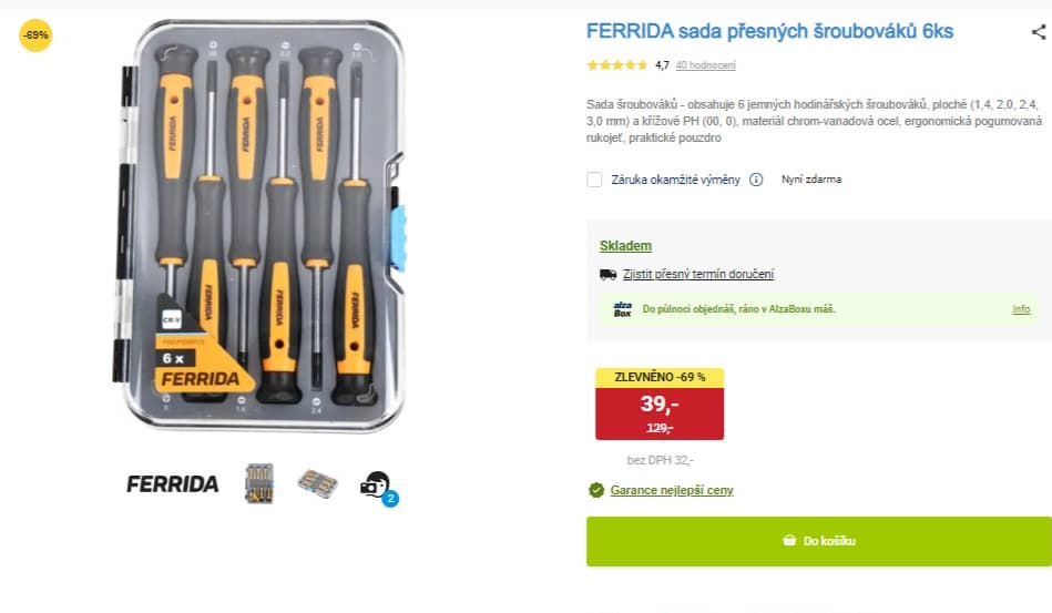 Sada přesných šroubováků Ferrida 6ks